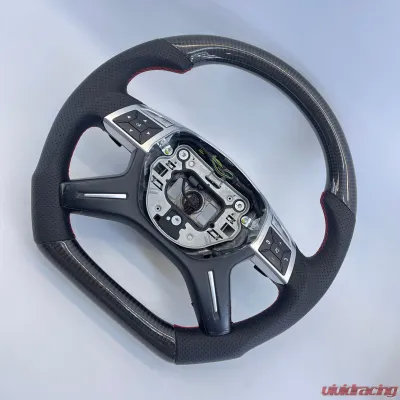 Mercedes G63 W463 OEM Upgraded Steering Wheel Gloss Carbon Red Stitching - VR-G63-STRWHL-GCF