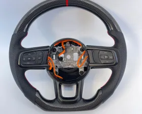 Jeep Wrangler JL | Gladiator JT OEM Upgraded Steering Wheel Carbon Fiber Red Stripe Stitch