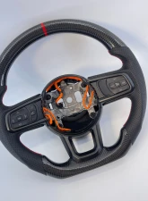 Jeep Wrangler JL | Gladiator JT OEM Upgraded Steering Wheel Carbon Fiber Red Stripe Stitch                                     - VR-JEEP-JLJT-STRWHL-CF-RD - Image 4