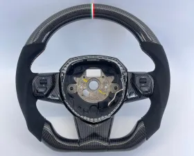 Lamborghini Urus OEM Upgraded Steering Wheel Carbon Fiber Italy Stripe Stitch Alcantara