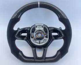 McLaren 12C 650S 570 OEM Upgraded Steering Wheel Carbon Fiber Silver Stripe Alcantara