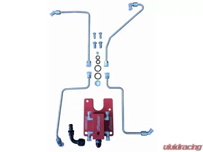 CNC Fabrication 4-Line Valley Mount Bowl Delete Kit Red Ford 7.3L Powerstroke 1994-1999 - 422013