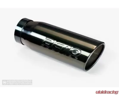 Aero Exhaust Universal Stainless Steel Tip 4 Inch Inlet 5 Inch Outlet 11.5 Inch Overall Length Angle cut outlet Black Chrome Finish - 10106