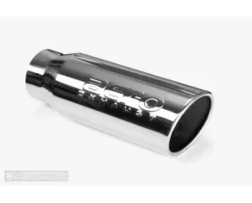 Aero Exhaust Universal Stainless Steel Tip 4 Inch Inlet 5 Inch Outlet 11.5 Inch Overall Length Angle cut outlet Polished Finish