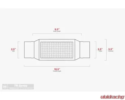 Aero Exhaust Resonator TR Series 2.5 Inch Inside Diameter Neck 10.5 Inch Length - TR251