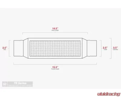 Aero Exhaust Resonator TR Series 2.5 Inch Inside Diameter Neck 15.5 Inch Length - TR253