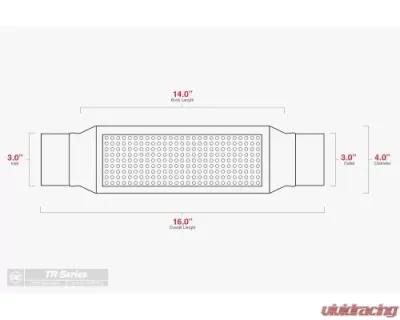 Aero Exhaust Resonator TR Series 3.0 Inch Inside Diameter Neck 16.0 Inch Length - TR32