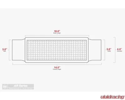 Aero Exhaust 14" Overall x 10" Body 3" Inlet and Outlet x 6" Body - AR330