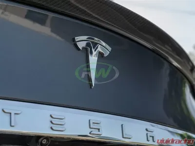 RW Carbon Carbon Fiber Revo Style Trunk Spoiler w/ SLiPLO Anti-Scrape Kit Tesla Model S 2013+ - tesla04-1