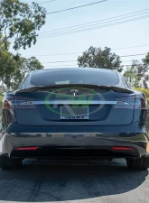 RW Carbon Carbon Fiber Revo Style Trunk Spoiler w/ SLiPLO Anti-Scrape Kit Tesla Model S 2013+                                     - tesla04-1 - Image 4