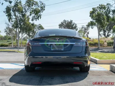 RW Carbon Carbon Fiber Revo Style Trunk Spoiler w/ SLiPLO Anti-Scrape Kit Tesla Model S 2013+ - tesla04-1