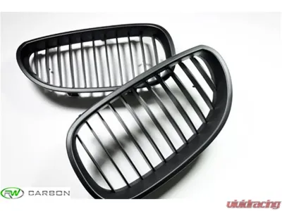 RW Carbon Matte Black Kidney Grilles BMW E60 5 Series 2004-2010 - bmwe60026