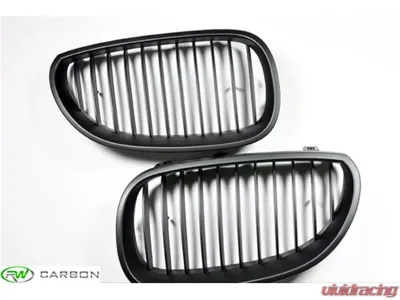 RW Carbon Matte Black Kidney Grilles BMW E60 5 Series 2004-2010 - bmwe60026