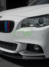RW Carbon Performance Style CF Front Lip Spoiler w/ SLiPLO Anti-Scrape Kit BMW F10 | F11 5 Series 2011-2017                                     - bmwf10013-1 - Image 6