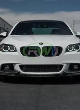 RW Carbon Performance Style CF Front Lip Spoiler w/ SLiPLO Anti-Scrape Kit BMW F10 | F11 5 Series 2011-2017                                     - bmwf10013-1 - Image 2