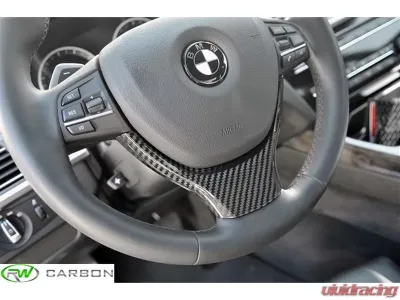 RW Carbon Fiber Steering Wheel Trim BMW 5 | 6 | 7 Series 2011-2019 - bmwf10021
