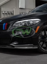 RW Carbon 3D Style Carbon Fiber Front Lip w/ SLiPLO Anti-Scrape Kit BMW F22 | F23 2014-2021                                     - bmwf22006-1 - Image 2