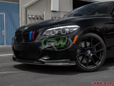 RW Carbon 3D Style Carbon Fiber Front Lip w/ SLiPLO Anti-Scrape Kit BMW F22 | F23 2014-2021 - bmwf22006-1