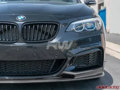 RW Carbon 3D Style Carbon Fiber Front Lip w/ SLiPLO Anti-Scrape Kit BMW F22 | F23 2014-2021 - bmwf22006-1