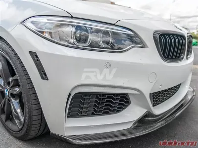 RW Carbon Exotics Style CF Front Lip Spoiler w/ SLiPLO Anti-Scrape Kit BMW F22 | F23 2 Series 2014-2021 - bmwf22014-1