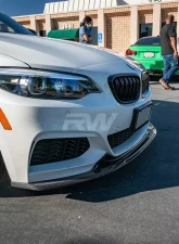 RW Carbon Exotics Style CF Front Lip Spoiler w/ SLiPLO Anti-Scrape Kit BMW F22 | F23 2 Series 2014-2021                                     - bmwf22014-1 - Image 4