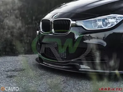 RW Carbon Varis Style Carbon Fiber Front Lip w/ SLiPLO Anti-Scrape Kit BMW F30 | F31 2012-2018 - bmwf30002-1
