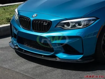 RW Carbon 3D Style CF Front Lip Spoiler w/ SLiPLO Anti-Scrape Kit BMW F87 M2 2016-2018 - bmwf8707-1
