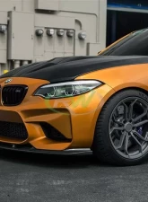 RW Carbon 3D Style CF Front Lip Spoiler w/ SLiPLO Anti-Scrape Kit BMW F87 M2 2016-2018                                     - bmwf8707-1 - Image 4