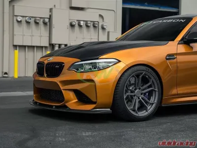 RW Carbon 3D Style CF Front Lip Spoiler w/ SLiPLO Anti-Scrape Kit BMW F87 M2 2016-2018 - bmwf8707-1