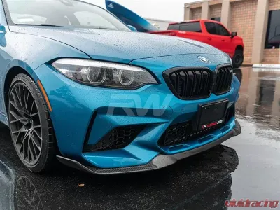RW Carbon Comp CS Style CF Front Lip w/ SLiPLO Anti-Scrape Kit BMW F87 M2 2019+ - bmwf8732-1