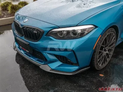 RW Carbon Comp CS Style CF Front Lip w/ SLiPLO Anti-Scrape Kit BMW F87 M2 2019+ - bmwf8732-1