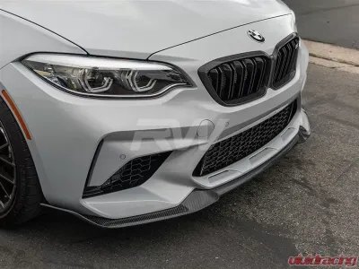 RW Carbon Comp CS Style CF Front Lip w/ SLiPLO Anti-Scrape Kit BMW F87 M2 2019+ - bmwf8732-1