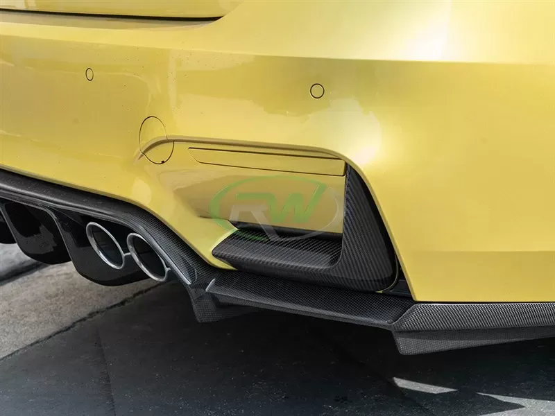 RW Carbon CF Rear Bumper Splitters w/ 3M Tape BMW F80 M3 | F82 83 M4 2015-2020 - bmwf8x041-1