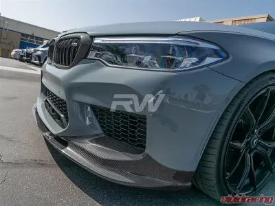 RW Carbon 3D Style Carbon Fiber Front Lip w/ SLiPLO Anti-Scrape Kit BMW F90 M5 2018-2020 - bmwf9013-1