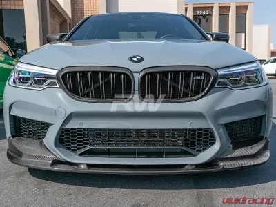 RW Carbon 3D Style Carbon Fiber Front Lip w/ SLiPLO Anti-Scrape Kit BMW F90 M5 2018-2020 - bmwf9013-1