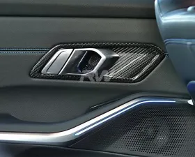 RW Carbon Fiber Interior Door Handle Trims No HK SounD BMW G20 3 Series 2019-2022