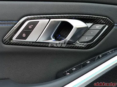 RW Carbon Fiber Interior Door Handle Trims w/ HK Sound BMW G20 3 Series 2019-2022 - bmwg20015-1