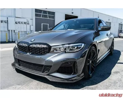 RW Carbon EC Style Carbon Fiber Front Lip w/ SLiPLO Anti-Scrape Kit BMW G20 3-Series 2019-2022 - bmwg20030-1