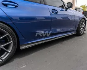 RW Carbon K Style Carbon Fiber Side Skirt Extensions BMW G20 3-Series 2019-2022