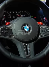 RW Carbon Fiber Alcantara Steering Wheel Trim BMW G22 G26 4-Series 2018-                                     - bmwg2209 - Image 4
