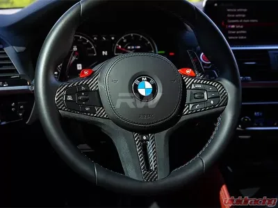RW Carbon Fiber Alcantara Steering Wheel Trim BMW G22 G26 4-Series 2018- - bmwg2209