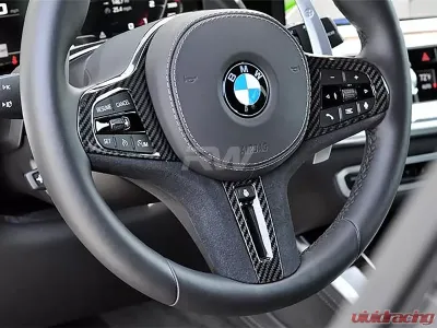 RW Carbon Fiber Alcantara Steering Wheel Trim BMW G22 G26 4-Series 2018- - bmwg2209