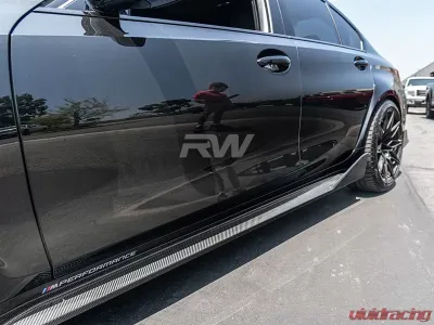 RW Carbon Performance Style Carbon Fiber Side Skirt Extensions BMW G80 M3 2021-2024 - bmwg80014