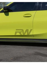 RW Carbon 3D Style Carbon Fiber Side Skirt Extensions BMW G80 M3 2021-2024                                     - bmwg80024 - Image 3