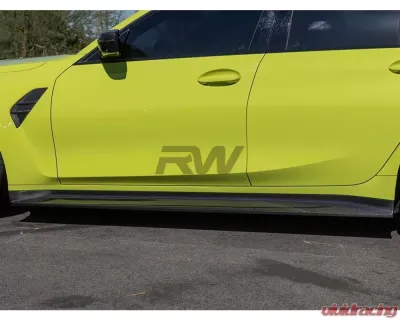 RW Carbon 3D Style Carbon Fiber Side Skirt Extensions BMW G80 M3 2021-2024 - bmwg80024
