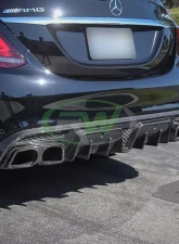 RW Carbon BRS Style Fiber Diffuser w/ Alloy Tips Mercedes-Benz W205 C63 AMG | C43 AMG 2015-2021                                     - mercw20513-3 - Image 2