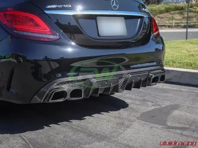 RW Carbon BRS Style Fiber Diffuser w/ Alloy Tips Mercedes-Benz W205 C63 AMG | C43 AMG 2015-2021 - mercw20513-3