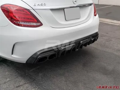 RW Carbon BRS Style Fiber Diffuser w/ Alloy Tips Mercedes-Benz W205 C63 AMG | C43 AMG 2015-2021 - mercw20513-3