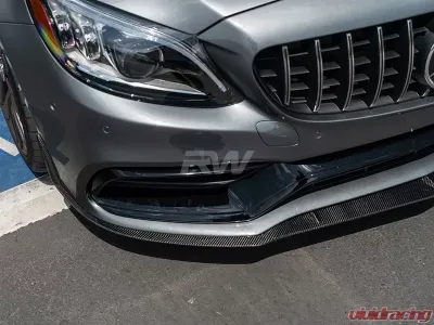 RW Carbon Edition 1 Style CF Front Lip w/ SLiPLO Anti-Scrape Kit Mercedes-Benz W205 C63 | C63S 2015-2021 - mercw20514-1