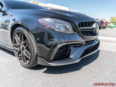 RW Carbon BRS Style CF Front Lip w/ SLiPLO Anti-Scrape Kit Mercedes-Benz W213 E63S 2018-2020 - mercw21302-1